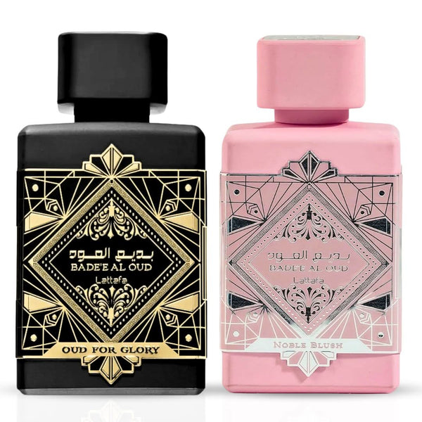 Bade'e Al Oud Glory & Noble Blush Eau de Parfum Sprays 100ml (3.4 oz) by Lattafa (Bundle)
