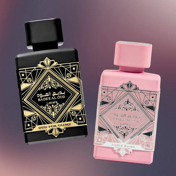 Bade'e Al Oud Glory & Noble Blush Eau de Parfum Sprays 100ml (3.4 oz) by Lattafa (Bundle)