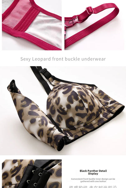 Leopard Printed Front Open Padded Bra