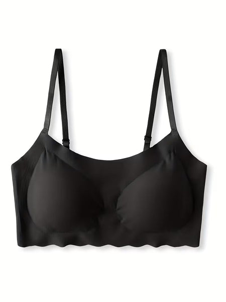 Nylon Push Up Bra for Women, Comfortable Seamless Back, Removable Pads, No Underwire