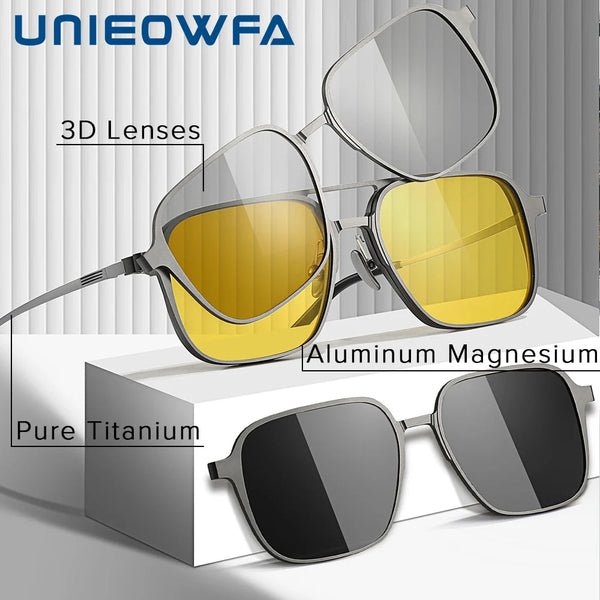 2 in 1 Polarized Magnetic Clips Optical Glasses ( Aluminum Body )
