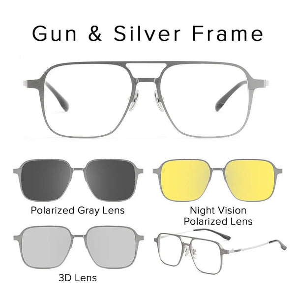 2 in 1 Polarized Magnetic Clips Optical Glasses ( Aluminum Body )