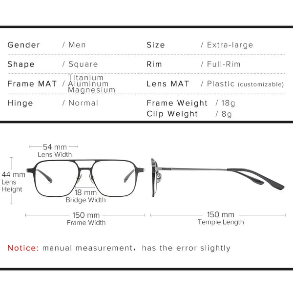2 in 1 Polarized Magnetic Clips Optical Glasses ( Aluminum Body )