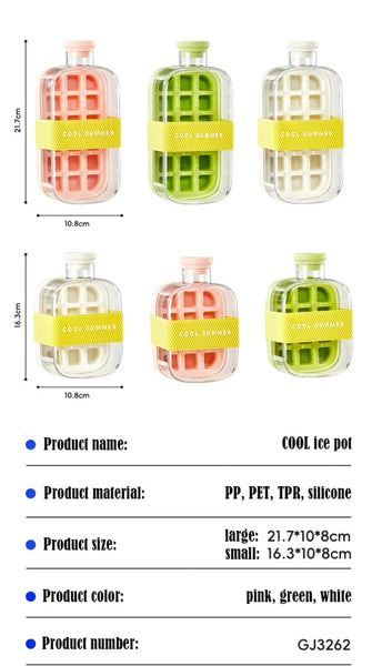 Portable 2 in 1 Silicone Ice Cube Mold Bottle